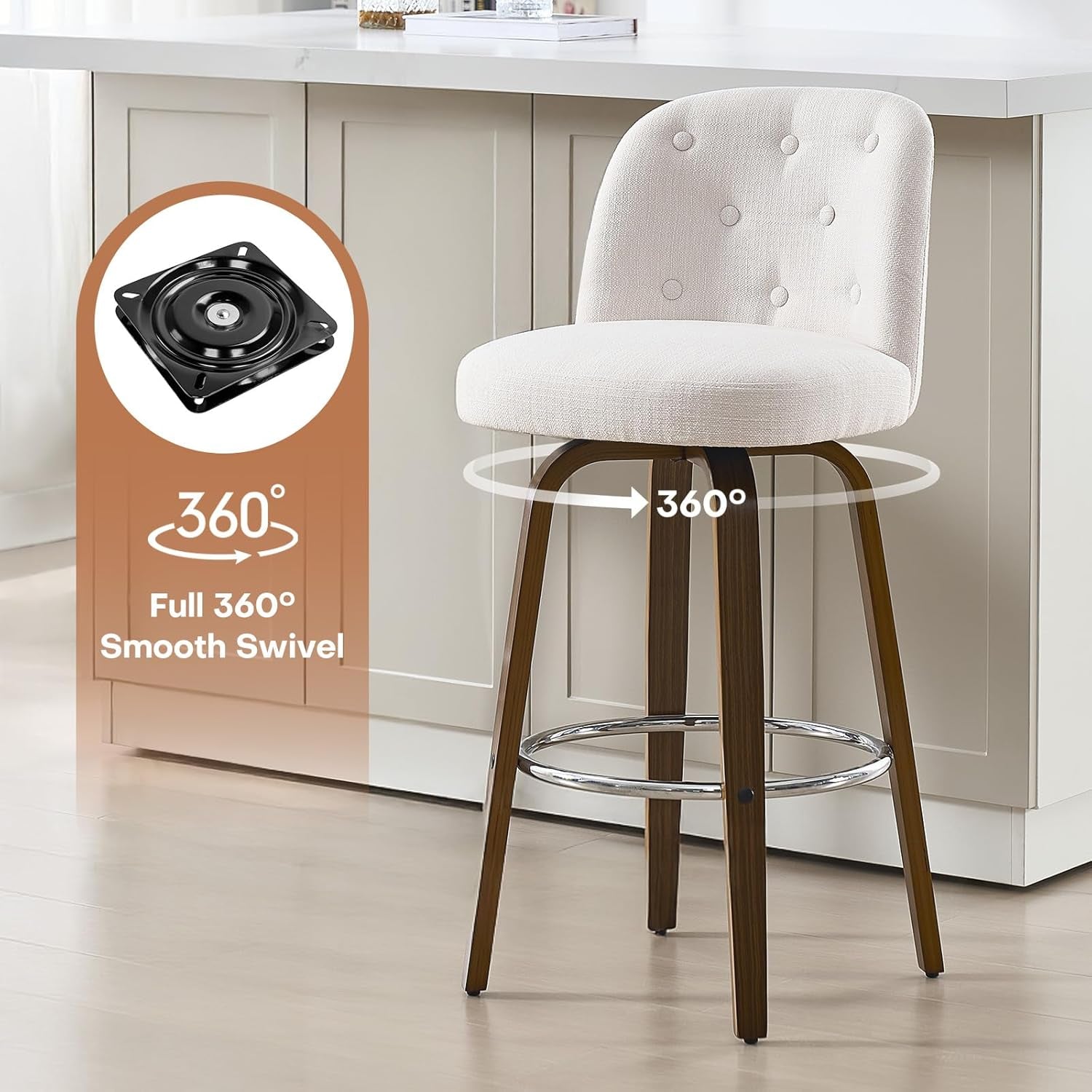 Swivel Bar Stools Set of Three for Kitchen
