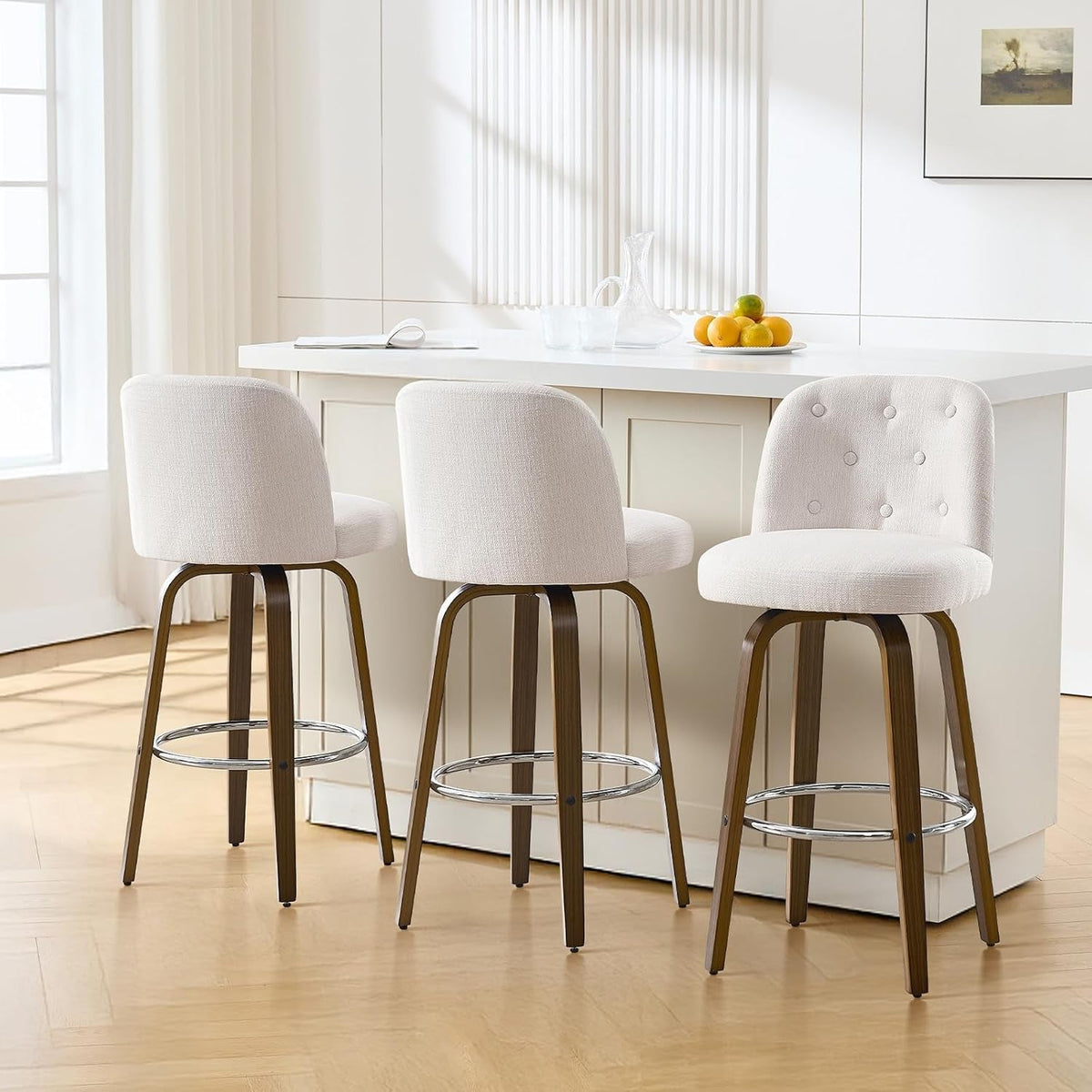 Swivel Bar Stools Set of Three for Kitchen