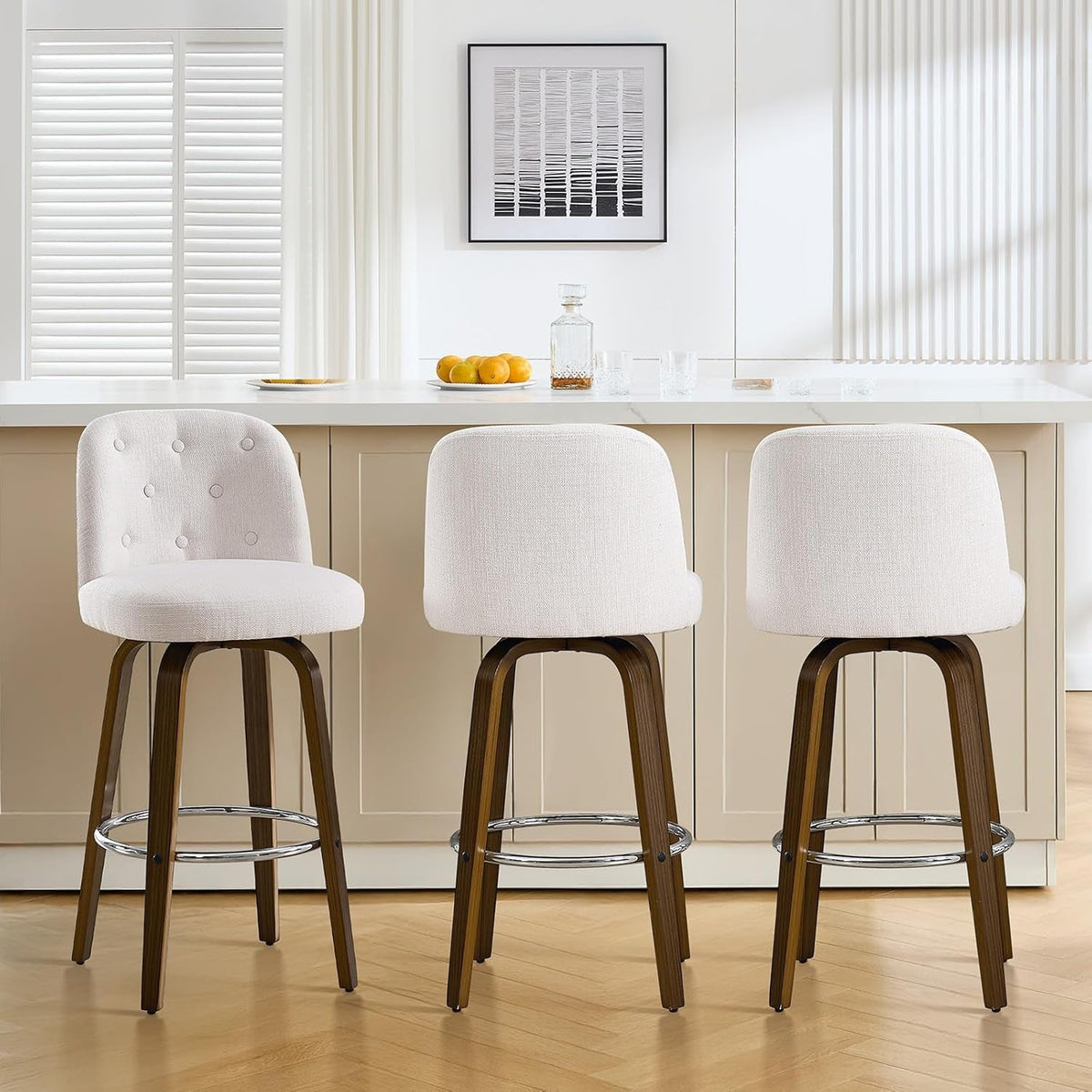 Swivel Bar Stools Set of Three for Kitchen
