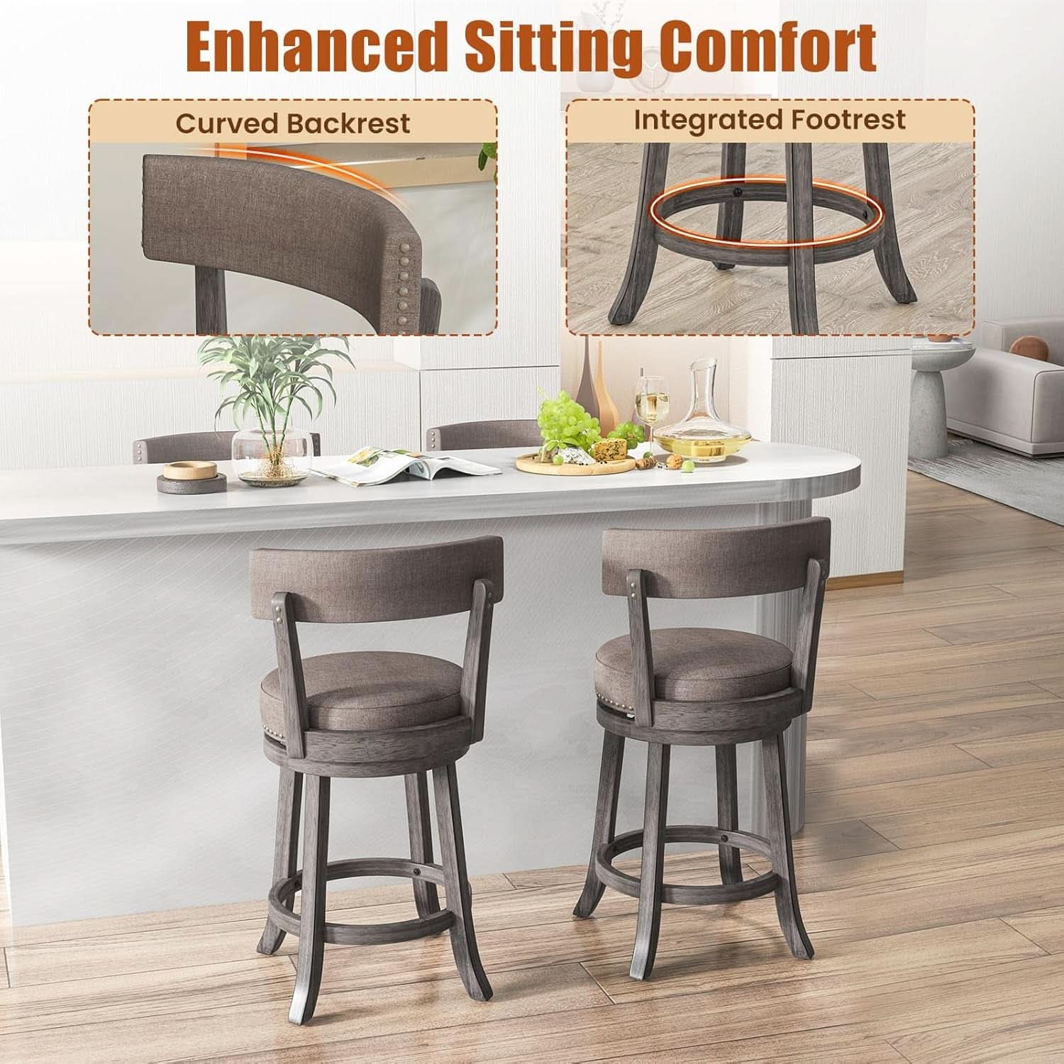 Swivel Bar Stools Set of Two for Kitchen