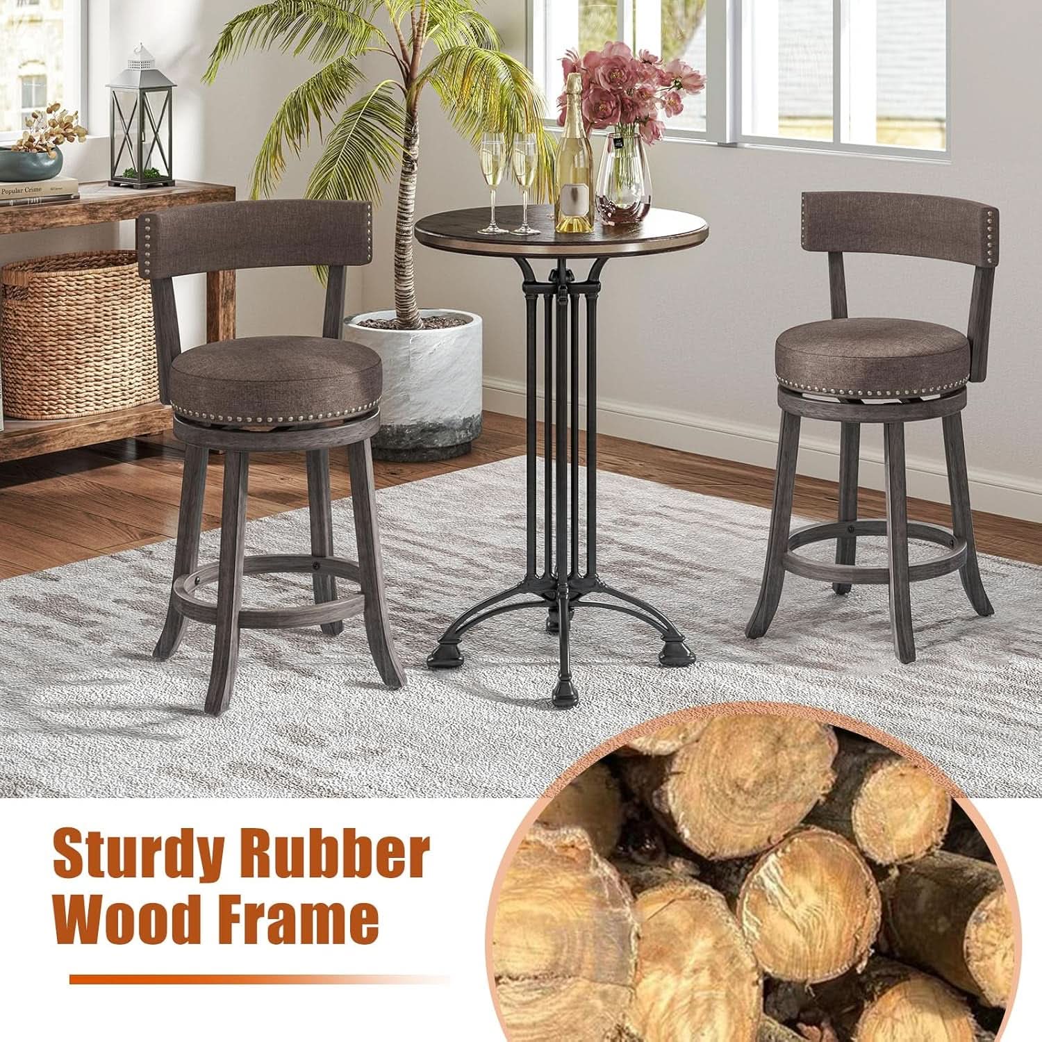 Swivel Bar Stools Set of Two for Kitchen