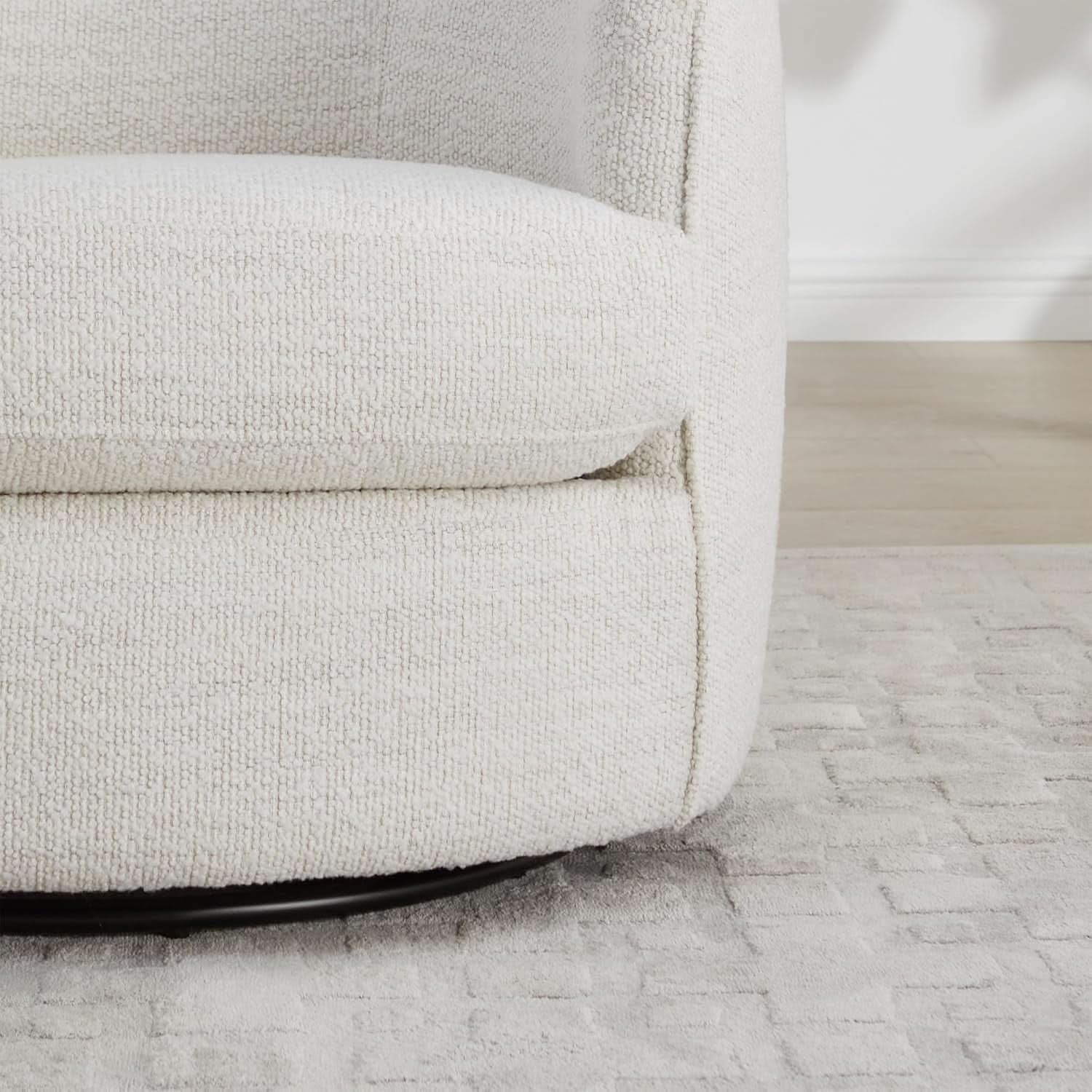 Swivel Barrel Chair Cream Upholstered Fully Assembled