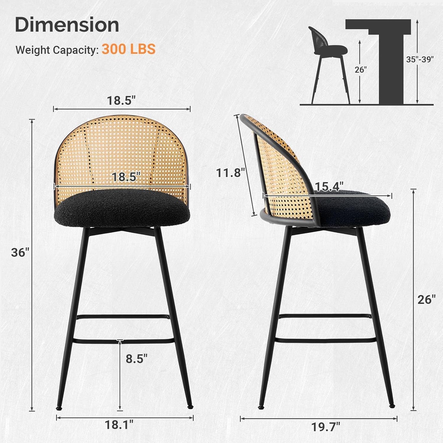 Swivel Black Counter Height Bar Stools Set Of 3 For Kitchen