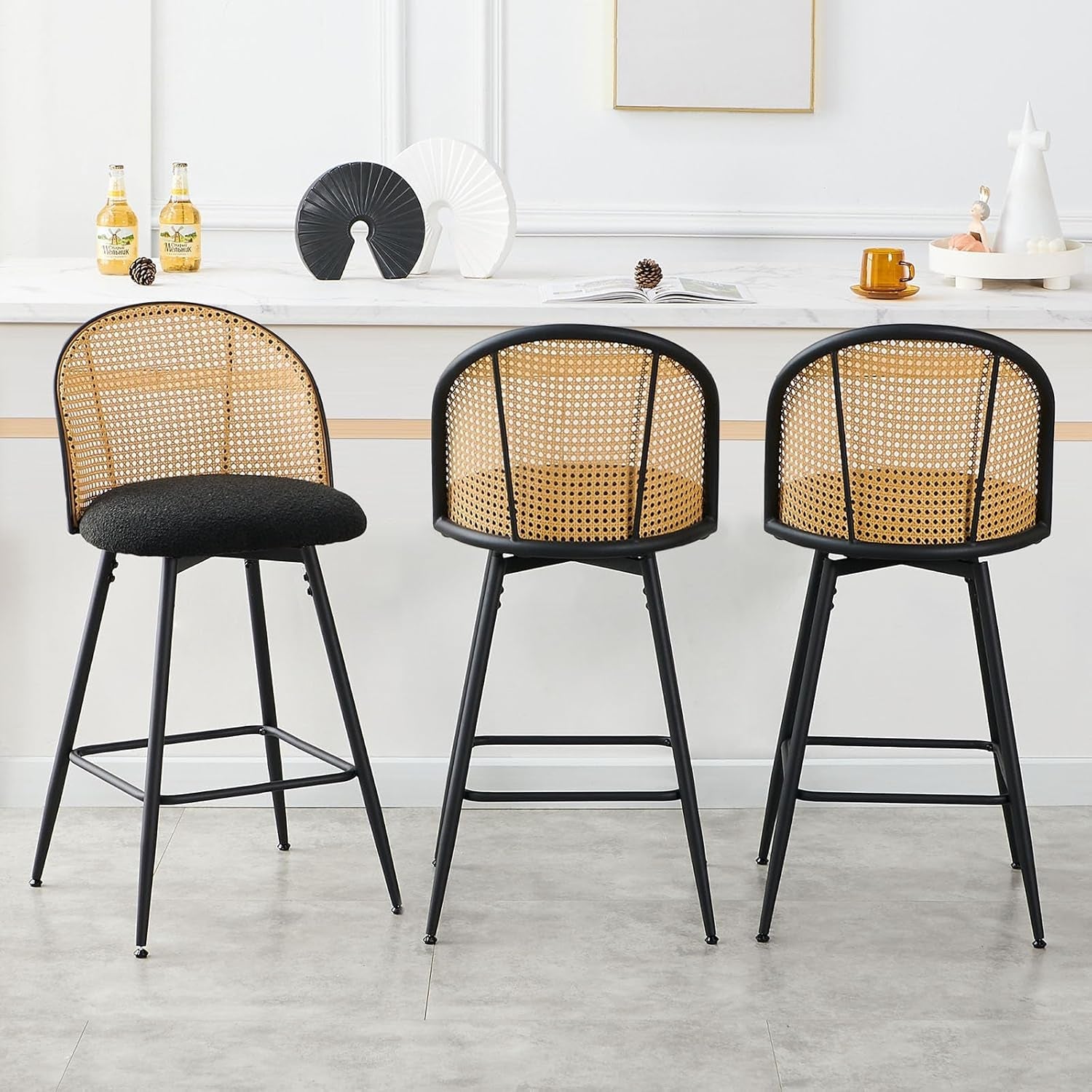 Swivel Black Counter Height Bar Stools Set Of 3 For Kitchen