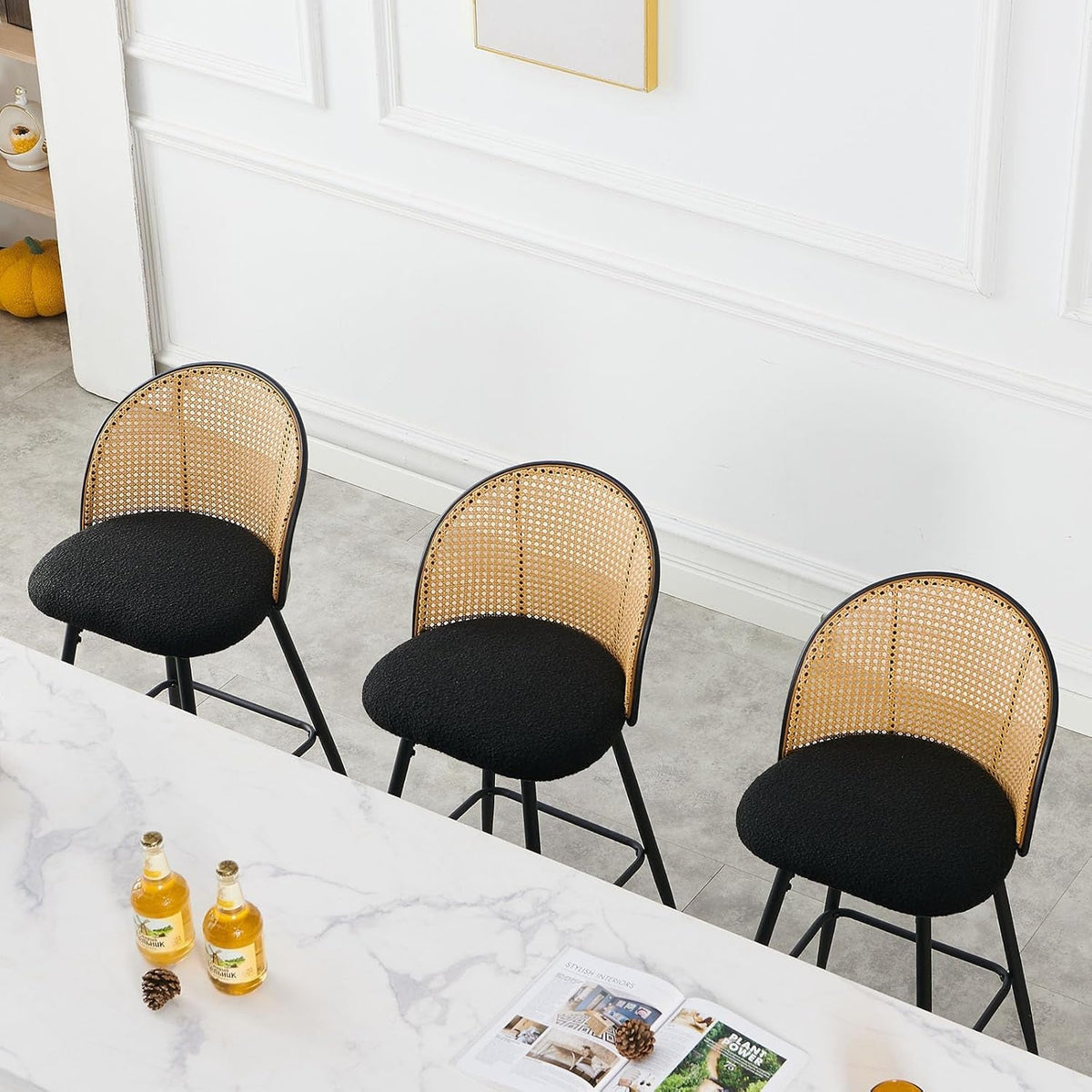 Swivel Black Counter Height Bar Stools Set Of 3 For Kitchen