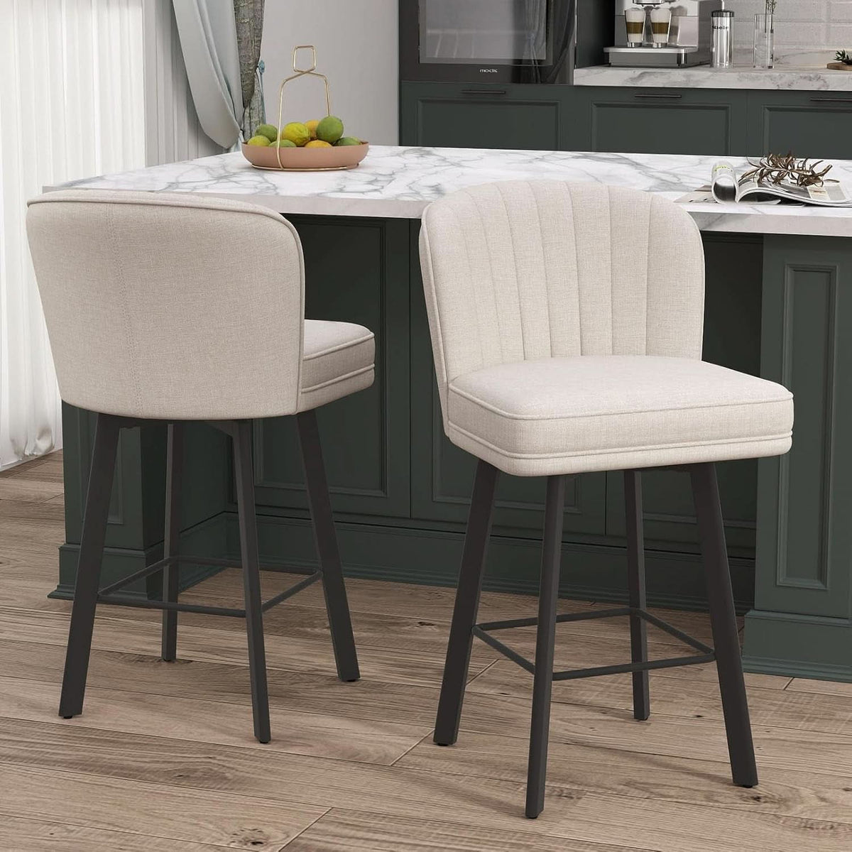 Swivel Counter Height Bar Stools Set Of 3 26 Inch Beige
