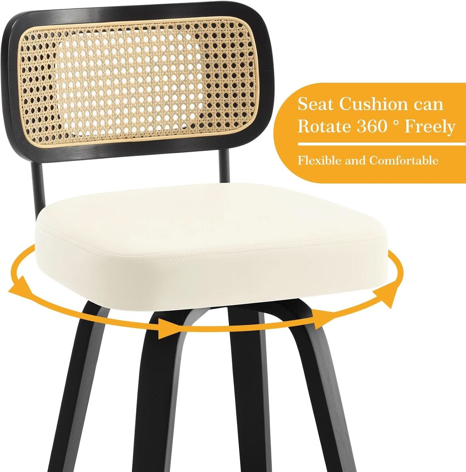 Swivel Counter Height Bar Stools Set Of 4 26-Inch Cream White Upholstery