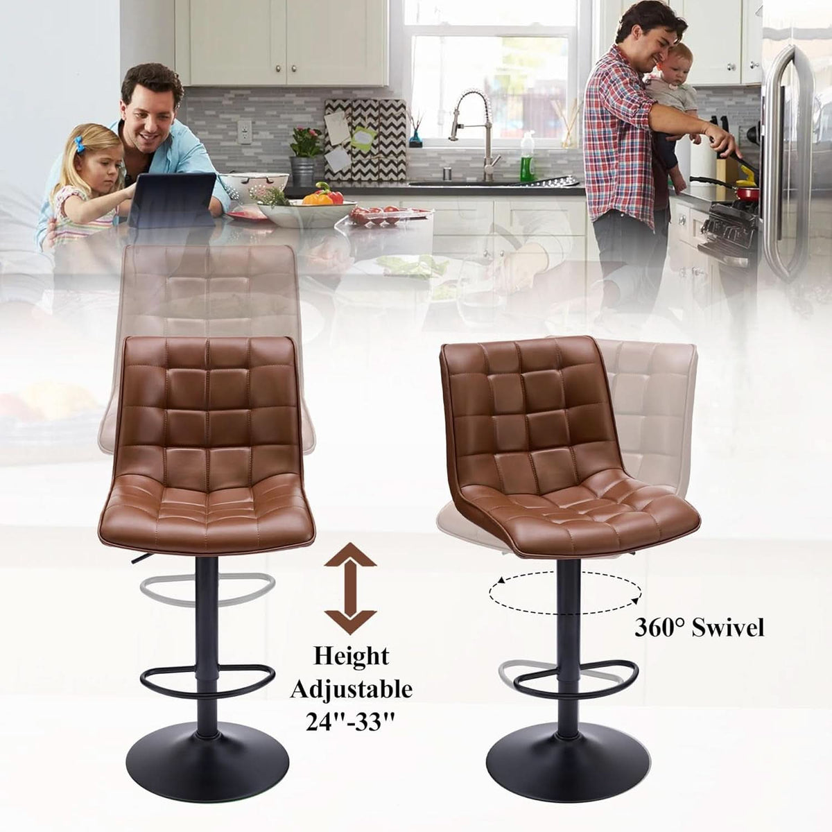 Swivel Counter Height Bar Stools Set of Three