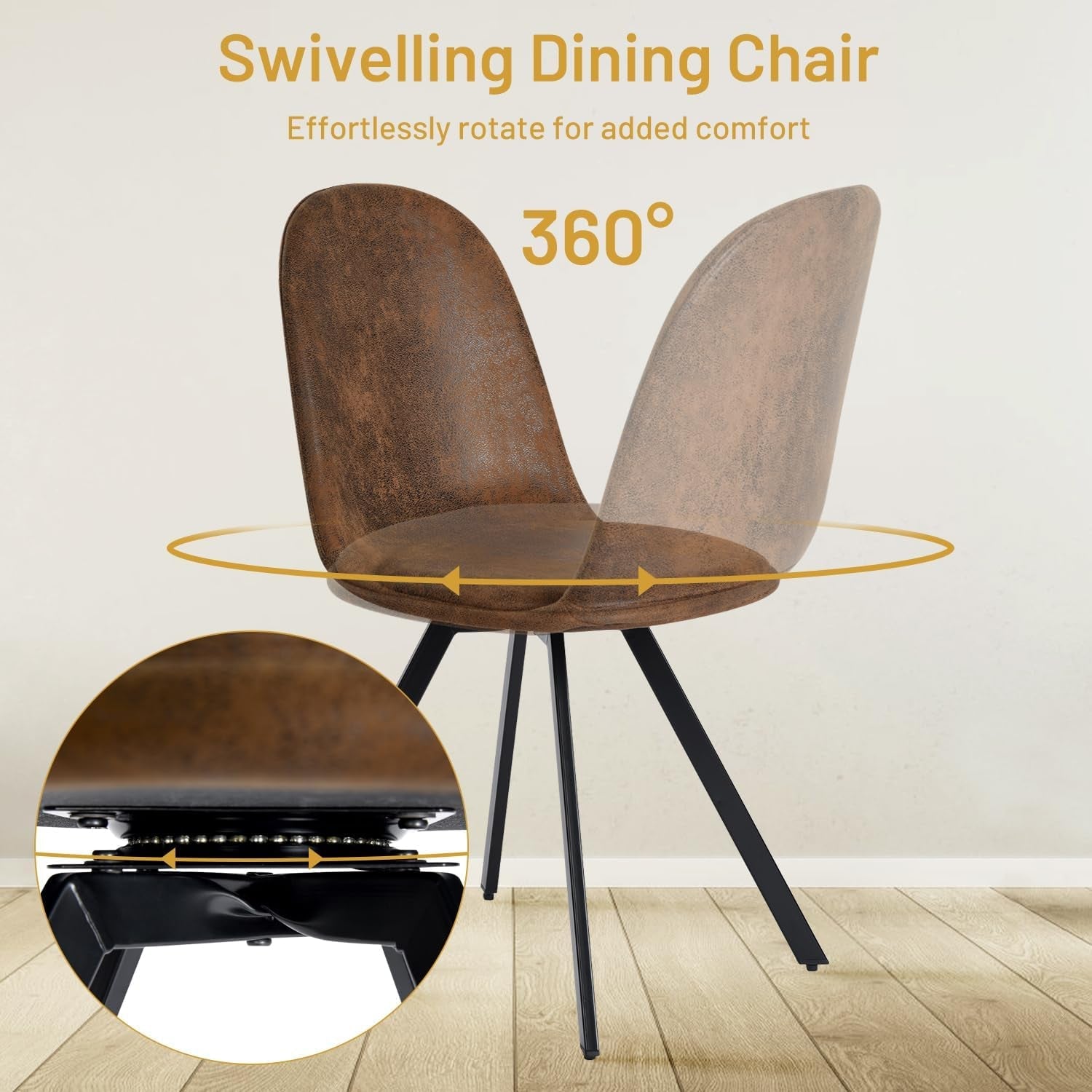 Swivel Dining Chairs Set Of 4 Brown For Kitchen And Dining Room
