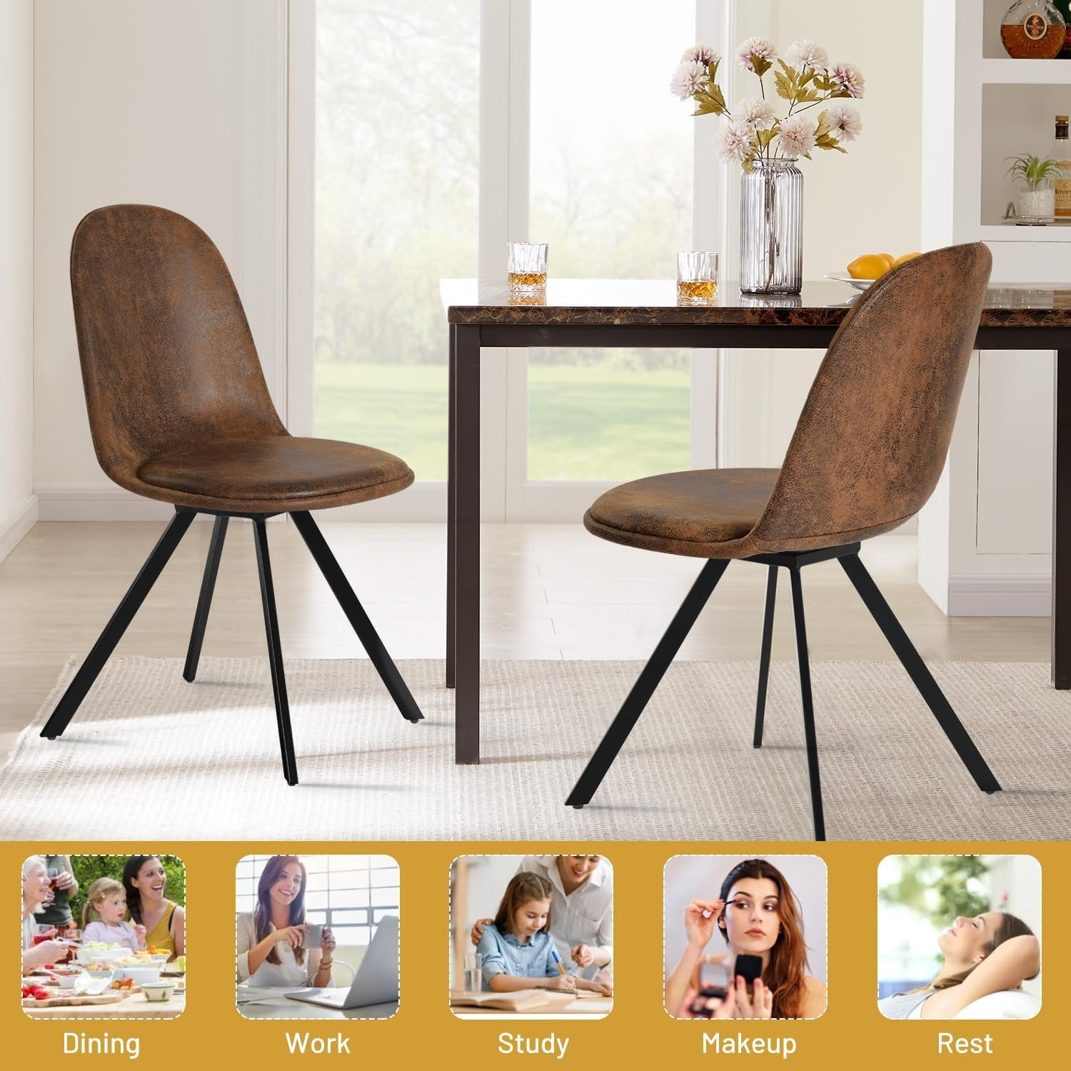 Swivel Dining Chairs Set Of 4 Brown For Kitchen And Dining Room
