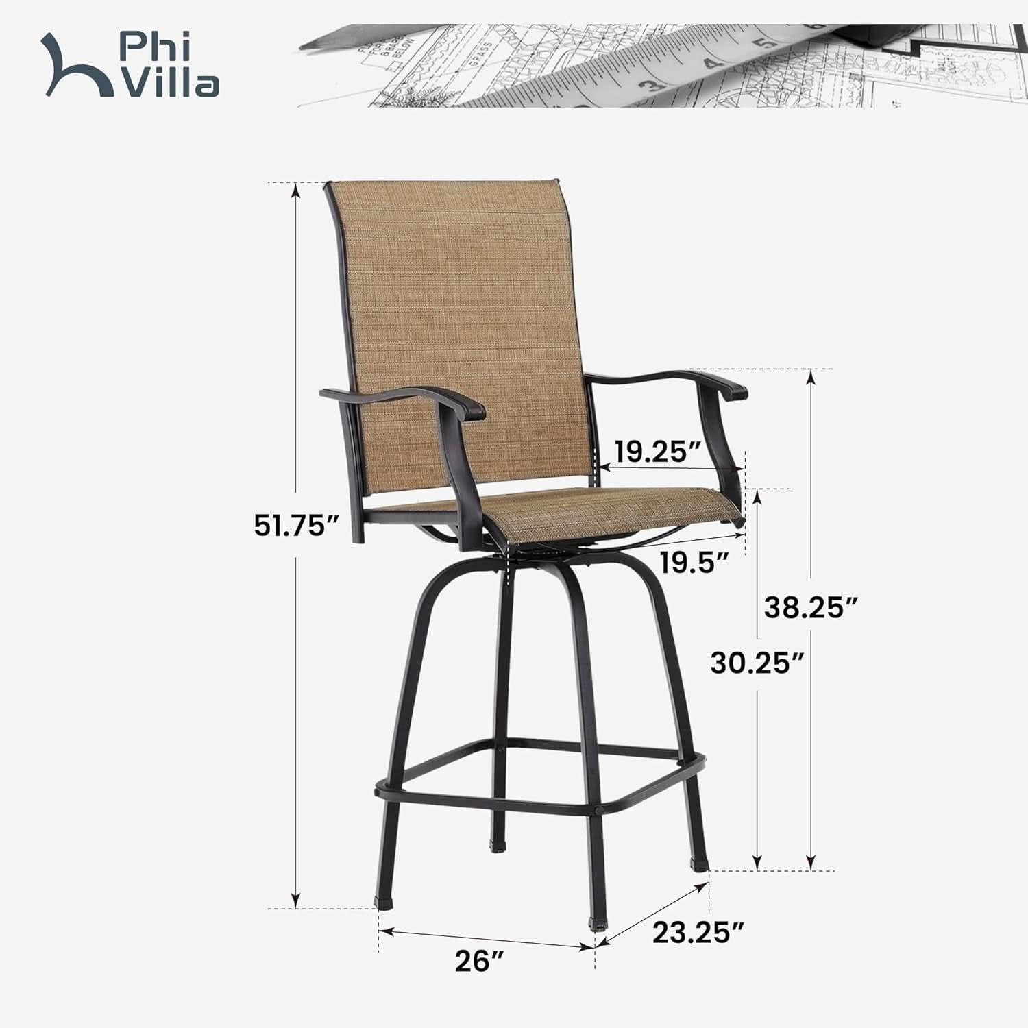 Swivel Outdoor Bar Stools Set of Four Durable Chairs