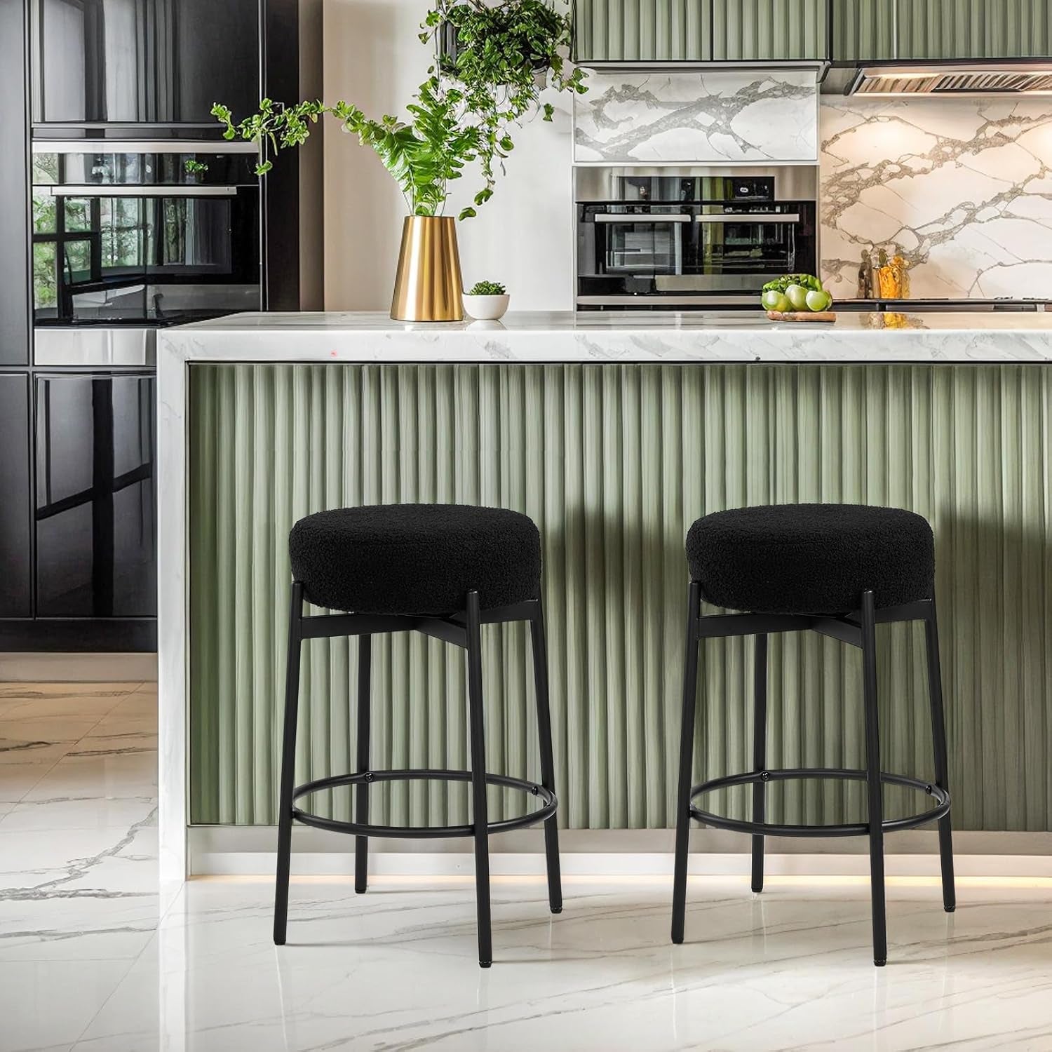 Swivel Round Bar Stools 24 Inch Height Backless Set Of 2