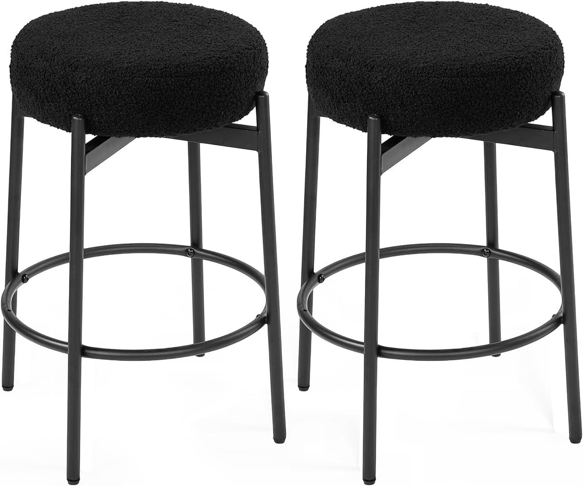 Swivel Round Bar Stools 24 Inch Height Backless Set Of 2