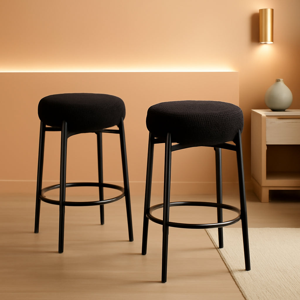 Swivel Round Bar Stools 24 Inch Height Backless Set Of 2