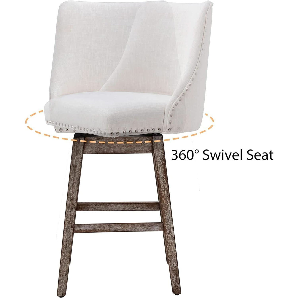 Swivel Upholstered Bar Stool With Back Wood Legs Set Of 4