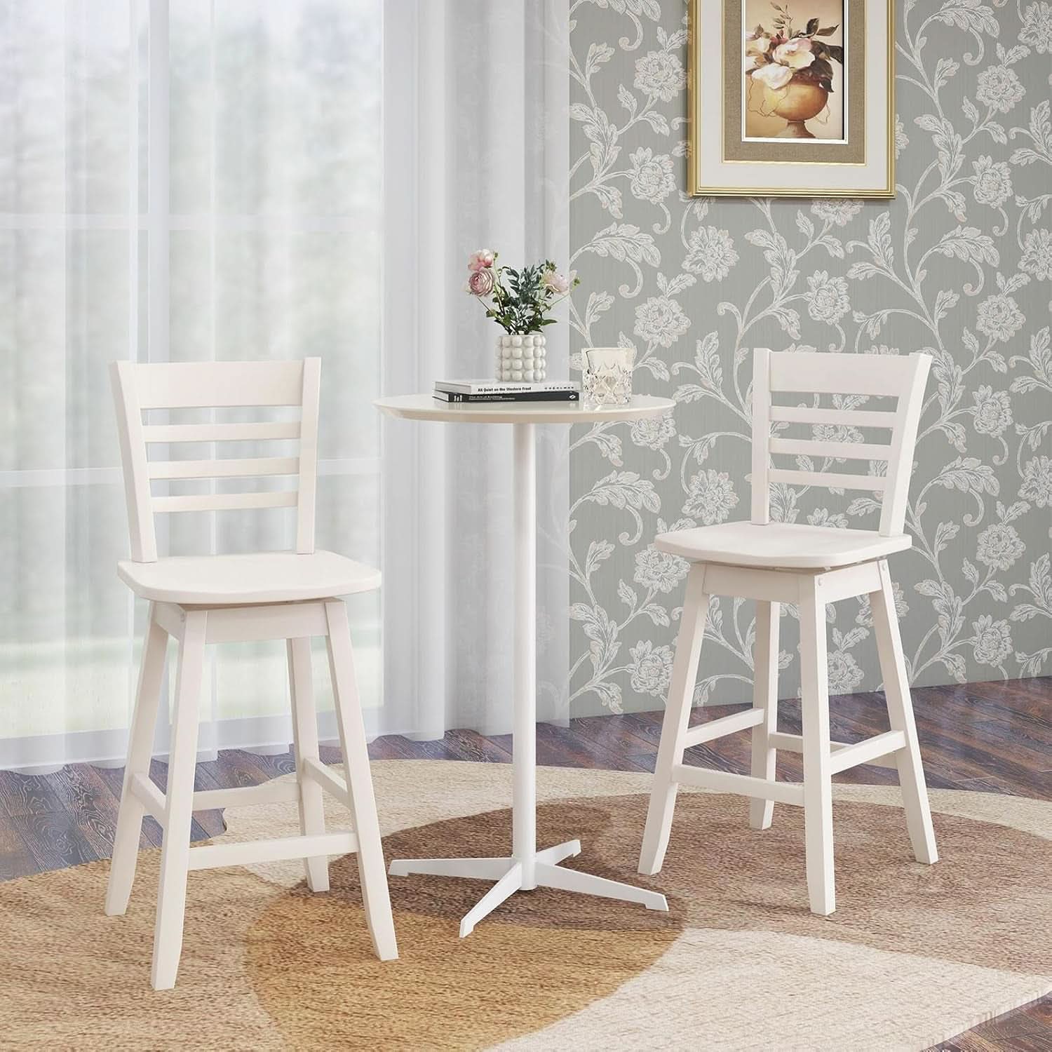 Swivel Wood Bar Stools Set with Ergonomic Design