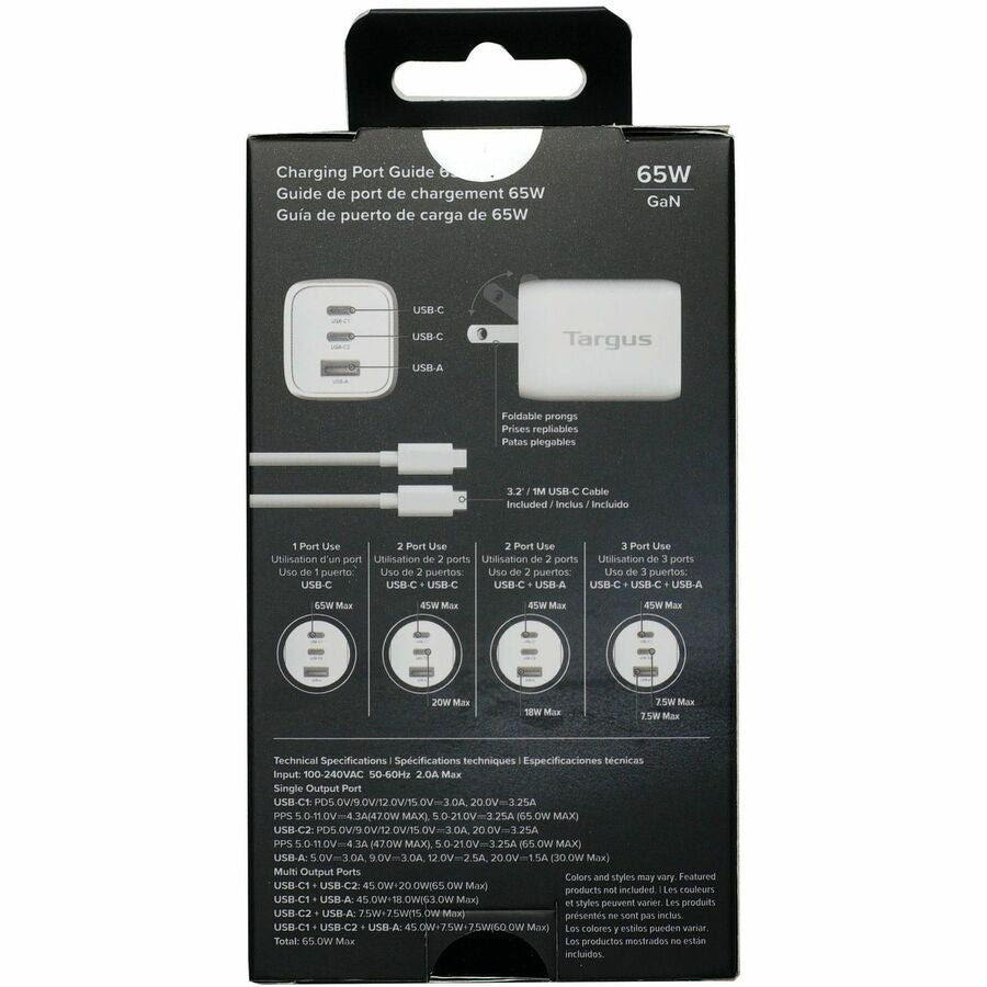 TARGUS 65W Multi-Port Wall Charger for Fast, Reliable Charging