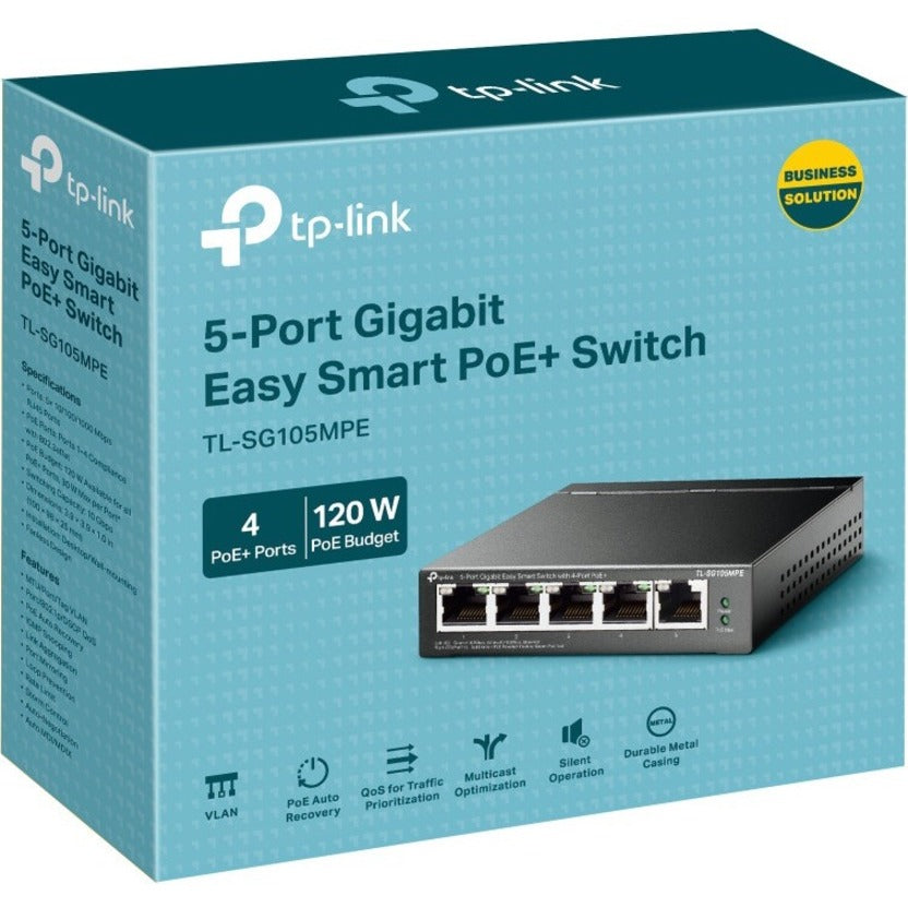 TP-Link TL-SG105MPE - 5-Port Gigabit Easy Smart Switch with 4-Port PoE+ - 5 Ports -