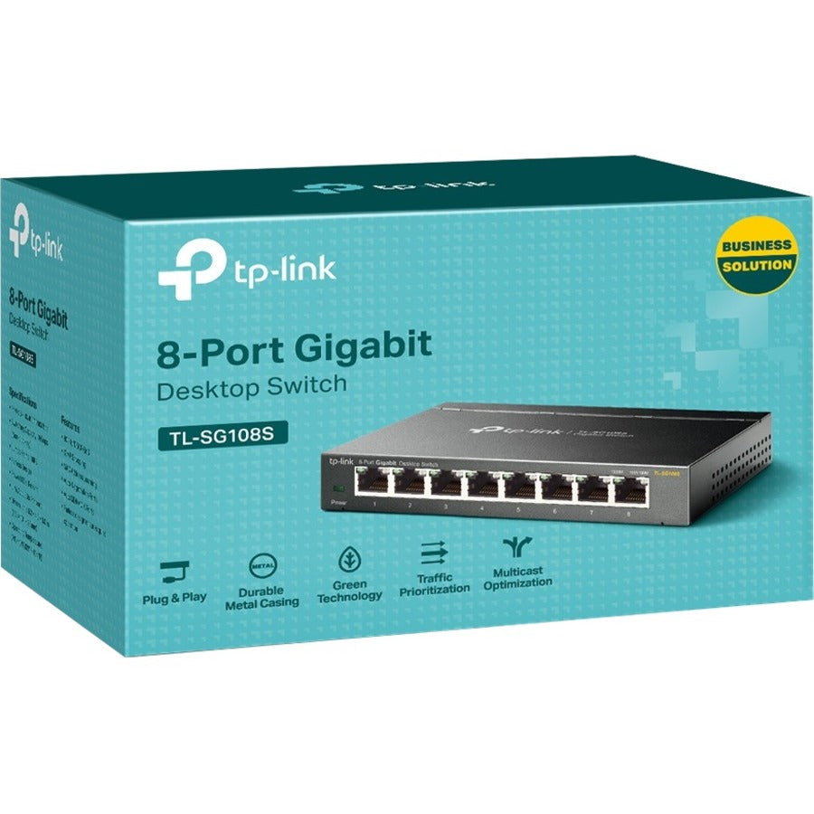 TP-Link TL-SG108S 8-Port Gigabit Desktop Switch - Unmanaged Green Ethernet | Tecisoft