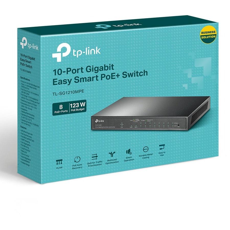 TP-Link TL-SG1210MPE - 10-Port Gigabit Easy Smart Switch with 8-Port PoE+