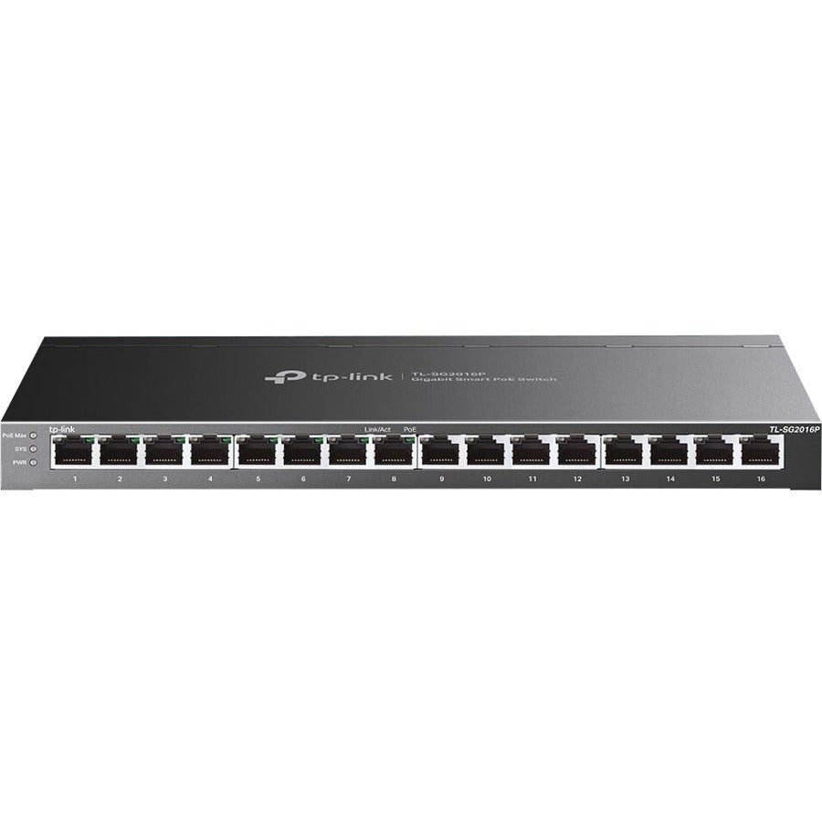 TP-Link TL-SG2016P - JetStream&trade; 16-Port Gigabit Smart Switch with 8-Port PoE+ - 16