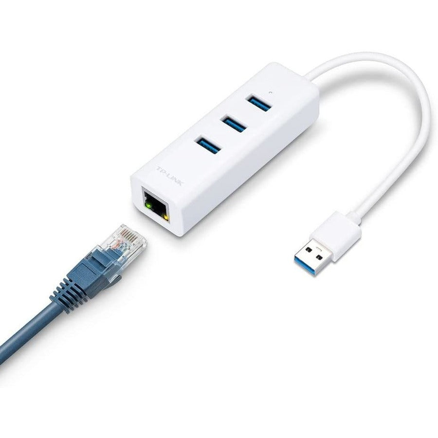 TP-Link (UE330) - USB 3.0 to Ethernet Adapter, Portable 3-port USB Hub with 1 Gigabit