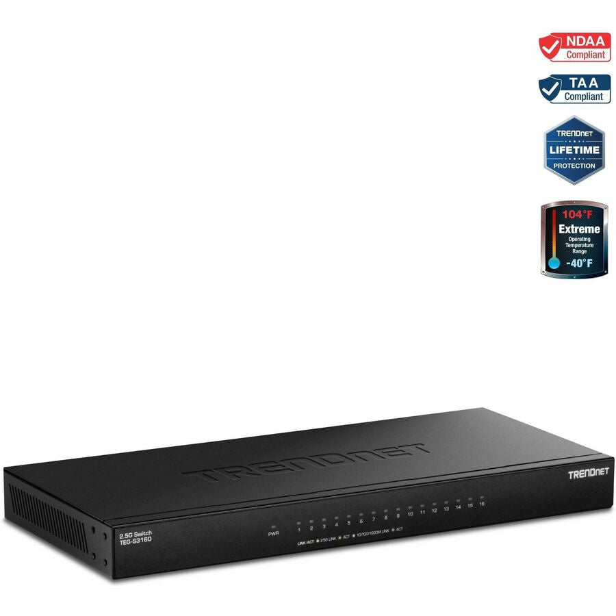 TRENDNET 16-Port 2.5G Unmanaged Desktop Switch for SMBs TEG-S3160