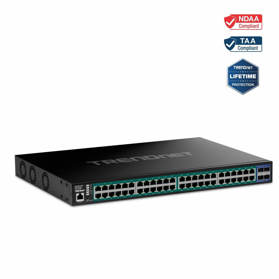 TRENDNET 52-Port Gigabit PoE+ Switch with 10G SFP+ Uplinks for SMB