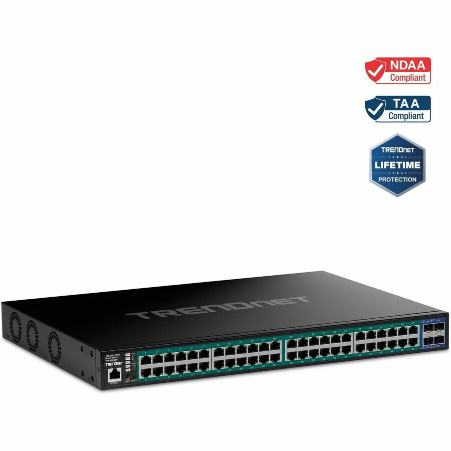 TRENDNET 52-Port Gigabit PoE+ Switch with 10G SFP+ Uplinks for SMB