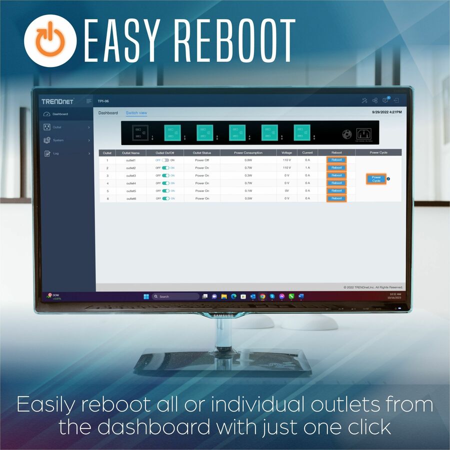 TRENDnet 6-Outlet Managed PDU Rackmount Power Distribution Unit 1 x NEMA 5-15R Bypass Powe
