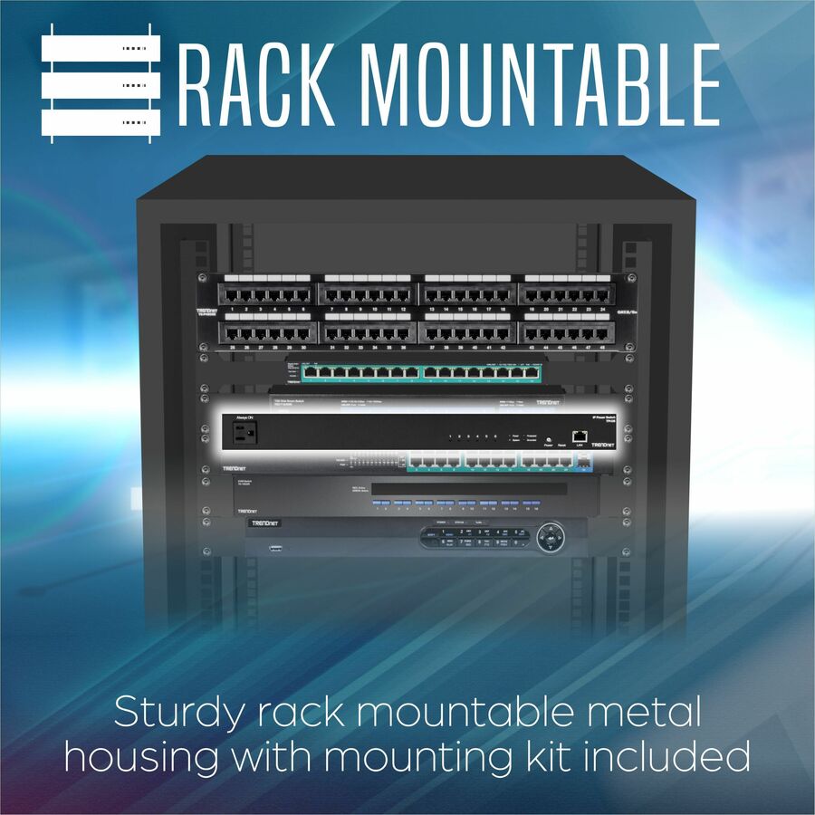 TRENDnet 6-Outlet Managed PDU Rackmount Power Distribution Unit 1 x NEMA 5-15R Bypass Powe