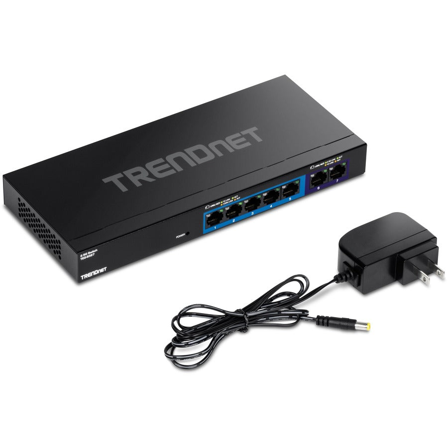 TRENDnet 7-Port Multi-Gig Switch, 5 x 1G RJ-45 Base-T Ports, 2 x 2.5G RJ-45 Ports, 20Gbps