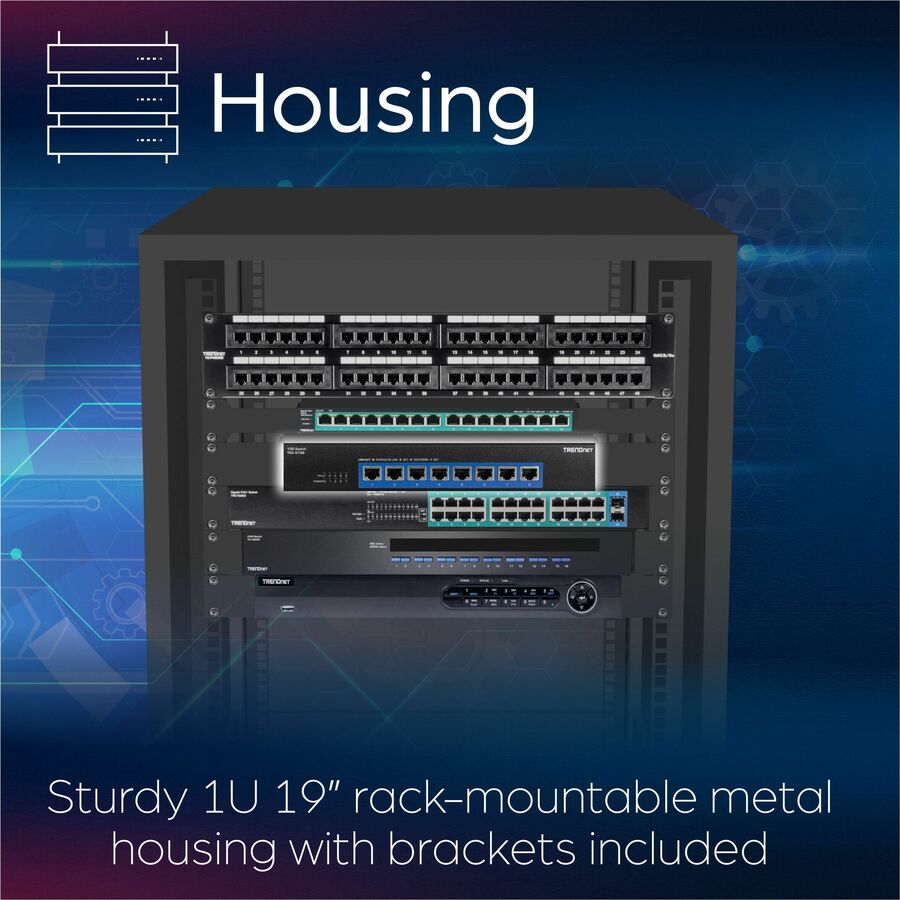 TRENDnet 8-Port 10G Switch, 8 x 10G RJ-45 Ports, 160Gbps Switching Capacity Rack mountable, 10 Gigabit Network Connections, Lifetime Protection, Black, TEG-S708