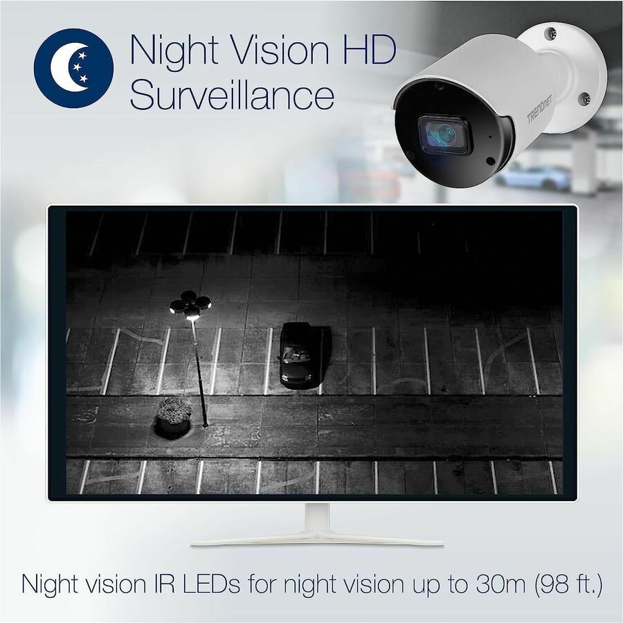 TRENDnet Indoor Outdoor 5MP H.265 PoE Bullet Network Camera, IP66 Rated Housing, IR Night
