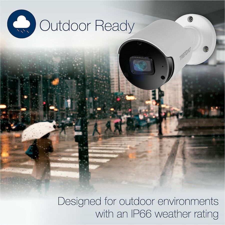 TRENDnet Indoor Outdoor 5MP H.265 PoE Bullet Network Camera, IP66 Rated Housing, IR Night