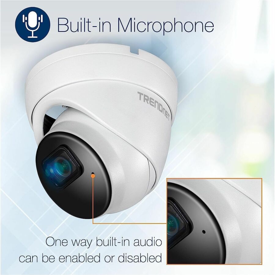 TRENDnet Indoor Outdoor 5MP H.265 PoE IR Fixed Turret Network Camera, IP66 Rated Housing,