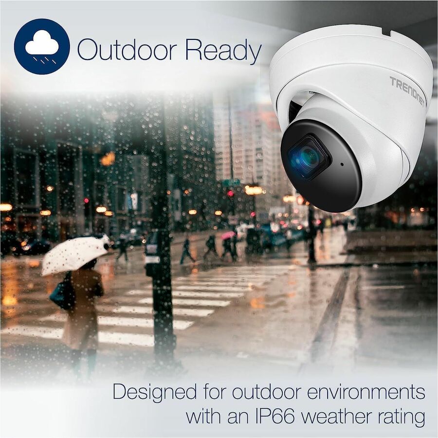 TRENDnet Indoor Outdoor 5MP H.265 PoE IR Fixed Turret Network Camera, IP66 Rated Housing,
