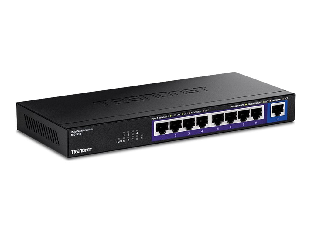 TRENDnet TEG S591 - Version v1.0R - switch - unmanaged - 8 x 100/1000/2.5G + 1 x 10 Gigabit Ethernet - wall-mountable - TAA Compliant TEG-S591
