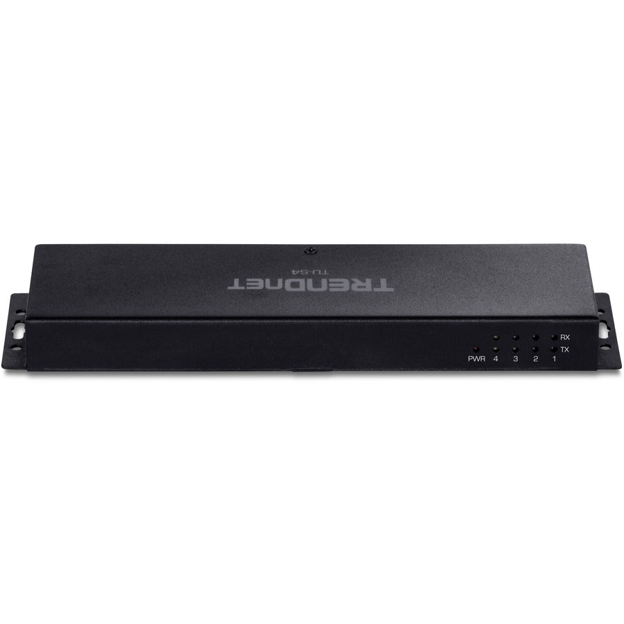 TRENDnet TU-S4 4-Port USB to Serial RS232 Hub Black - USB 2.0 Type A - PC Mac - 4 x Number