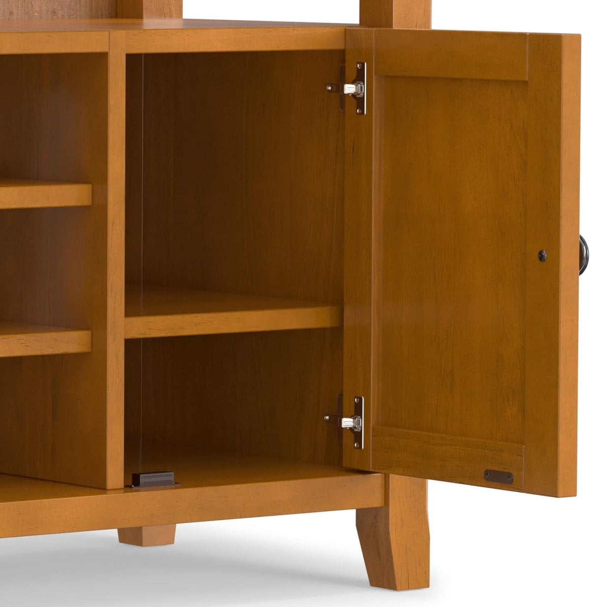 TV Media Stand 54 Inch Wide Golden Brown Cabinet Storage