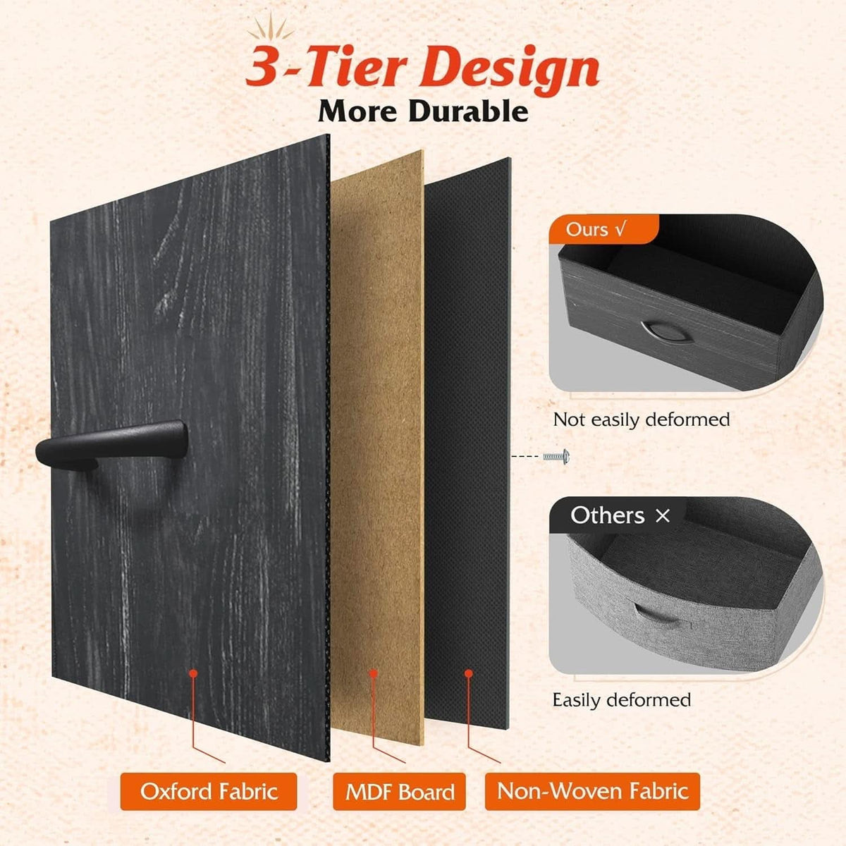 TV Stand For 45 Inch TV With Durable Fabric Drawers