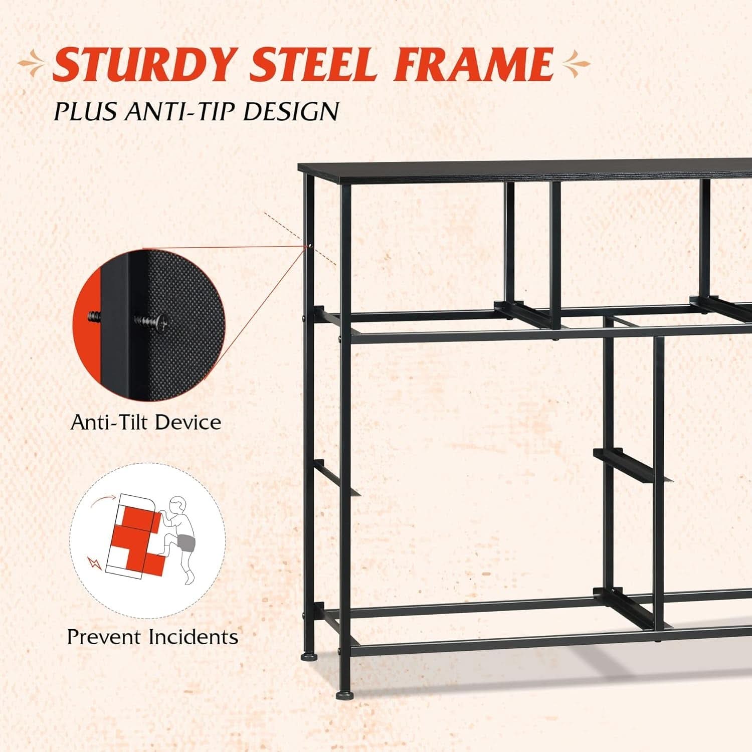 TV Stand For 45 Inch TV With Durable Fabric Drawers