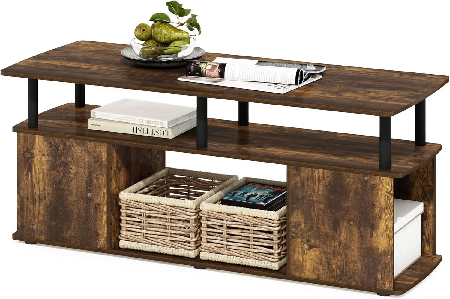 TV Stand For 50 Inch TVs Amber Pine Black Rustic Modern