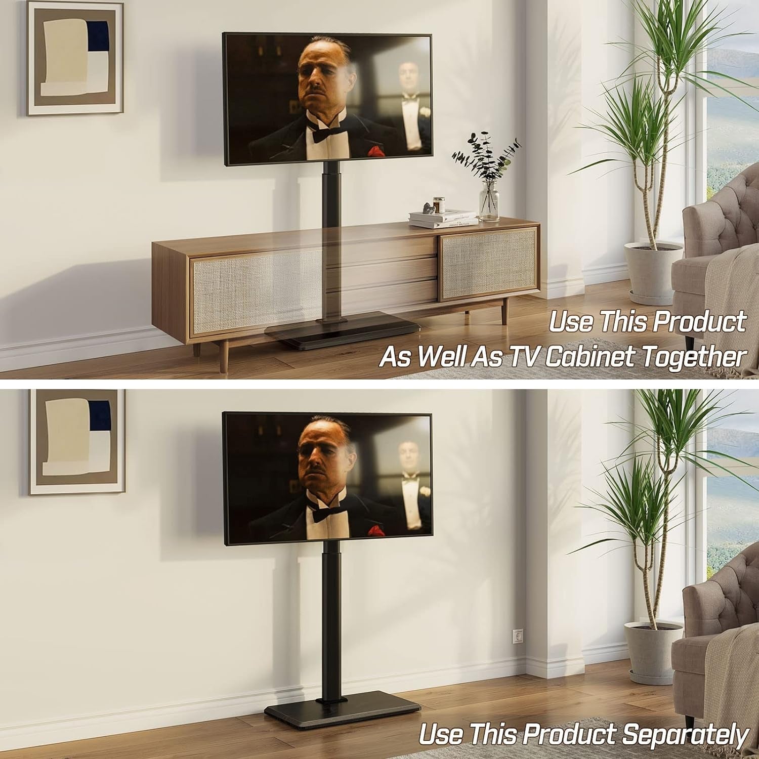 TV Stand Height Adjustable With Outlet For 32-75 Inch TVs