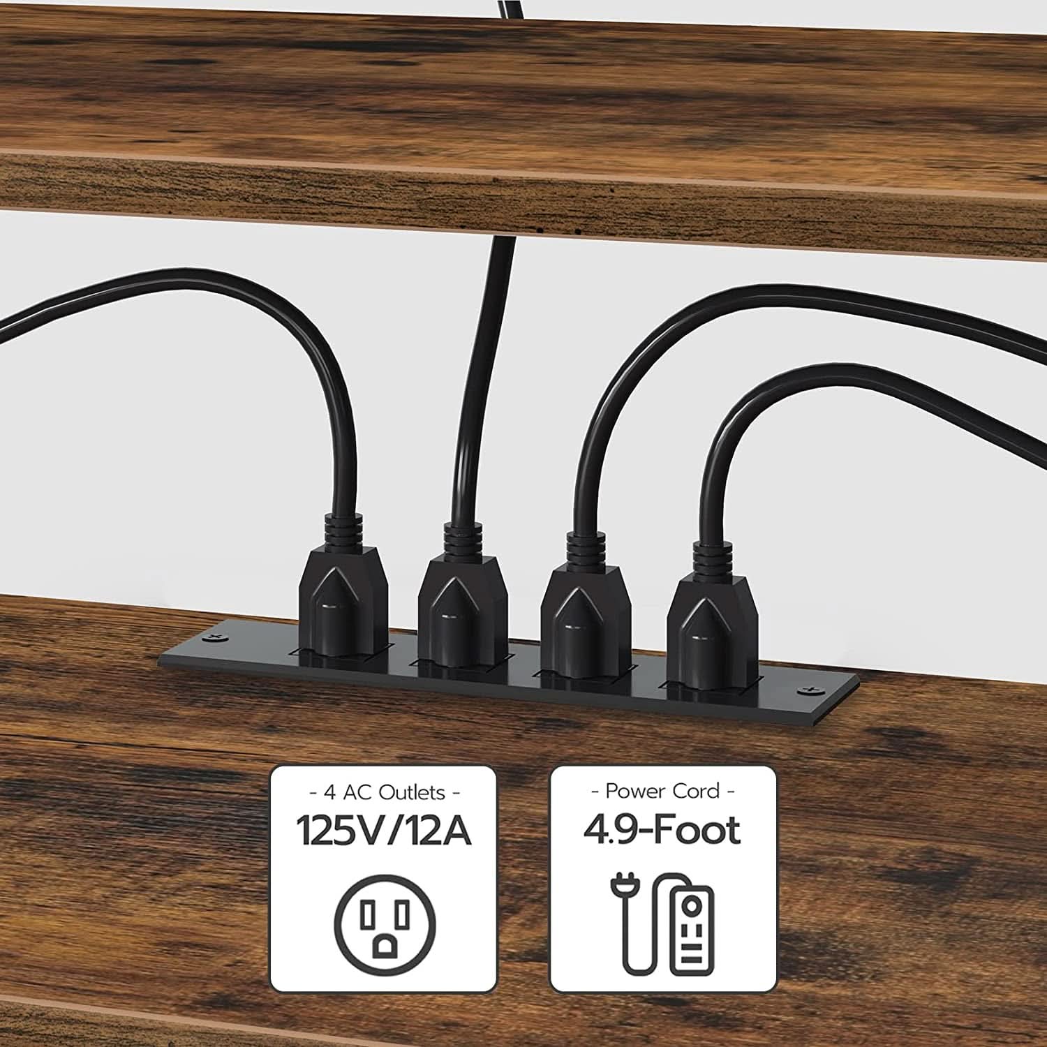 TV Stand With Power Outlets For 65 Inch TV Open Shelves