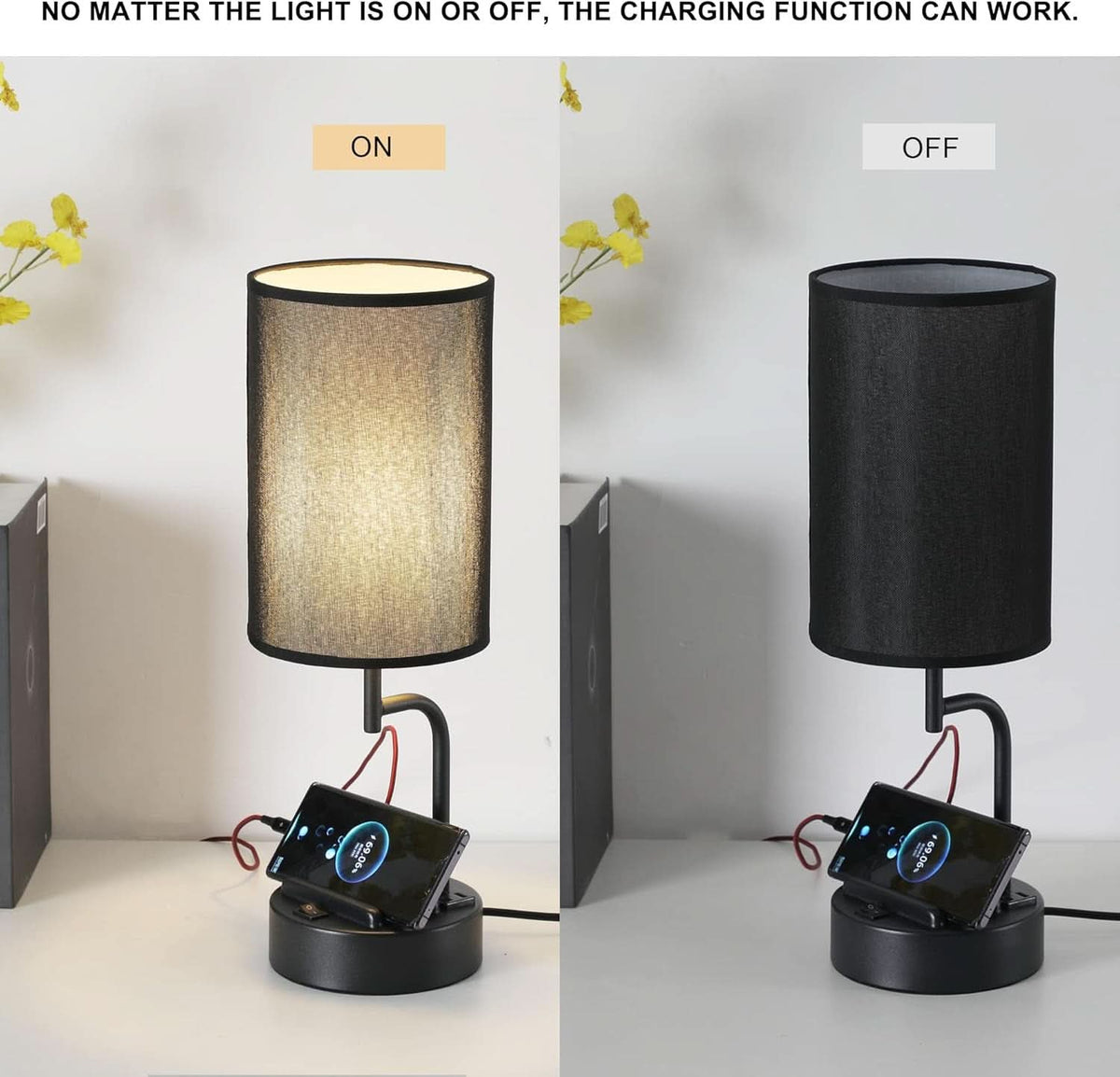 Table Lamp With 3 USB Ports And AC Outlet For Office