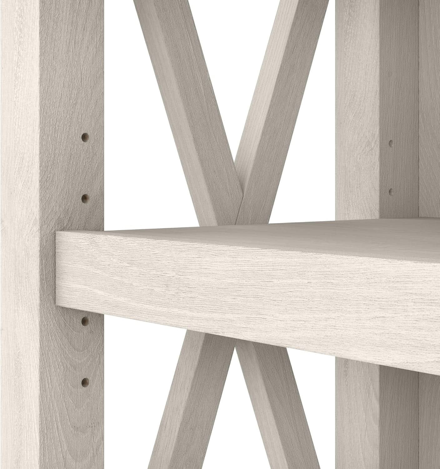 Tall 5 Shelf Bookcase Linen White Oak Modern Farmhouse