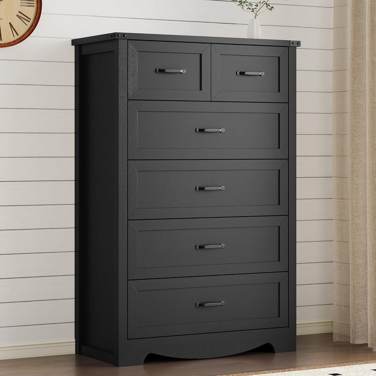 Tall 6 Drawer Dresser With Anti Tip Wood Storage Unit