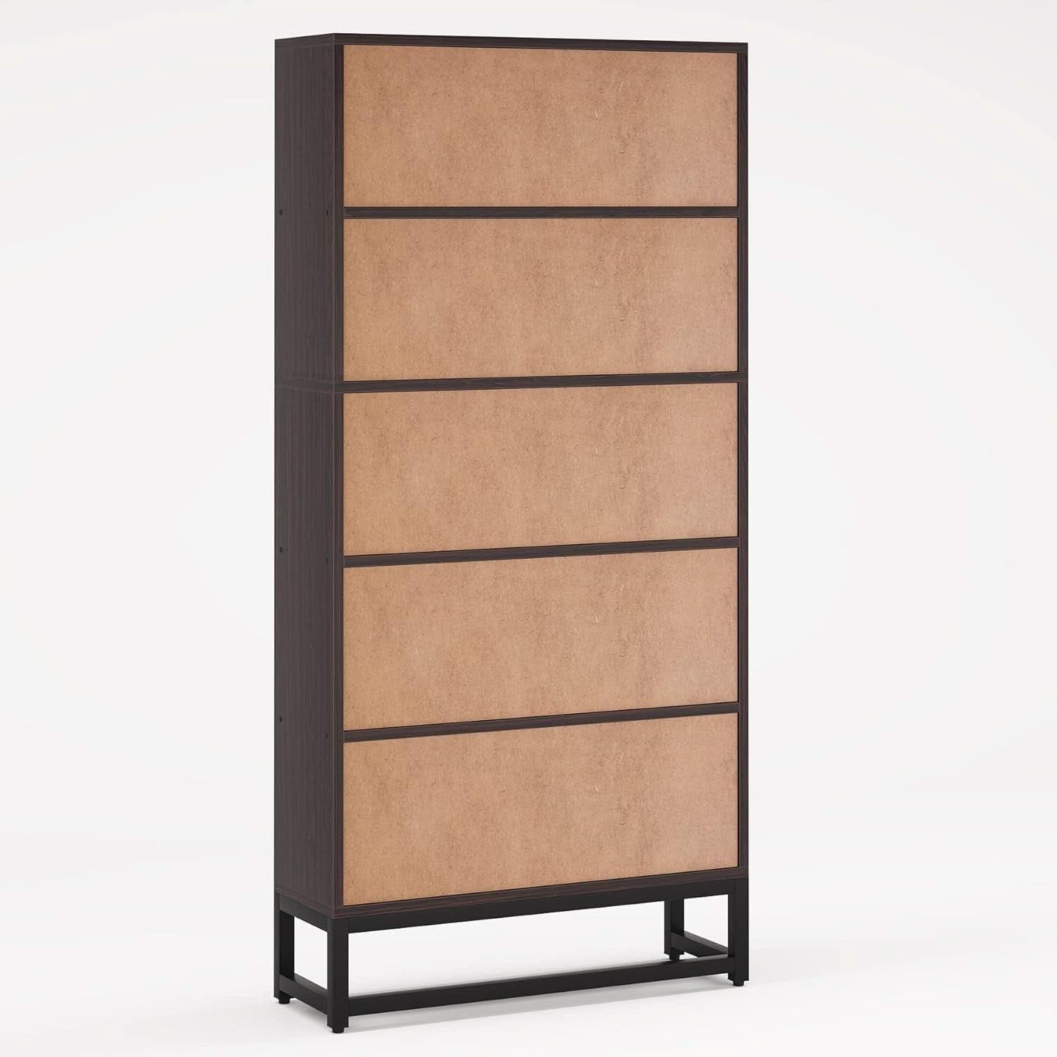 Tall Bookcase And Bookshelf 70.8 Inch Sandalwood Shelving