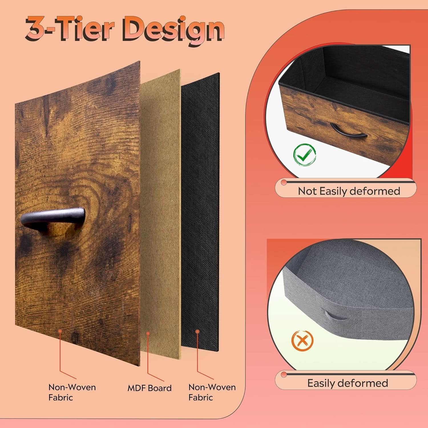 Tall Dresser For Bedroom With 13 Drawers Steel Frame Wood Top Rustic Brown